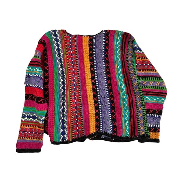 Casual Corner Limited Edition Knitted By Hand Cardigan Sweater Small Rainbow - Picture 3 of 8
